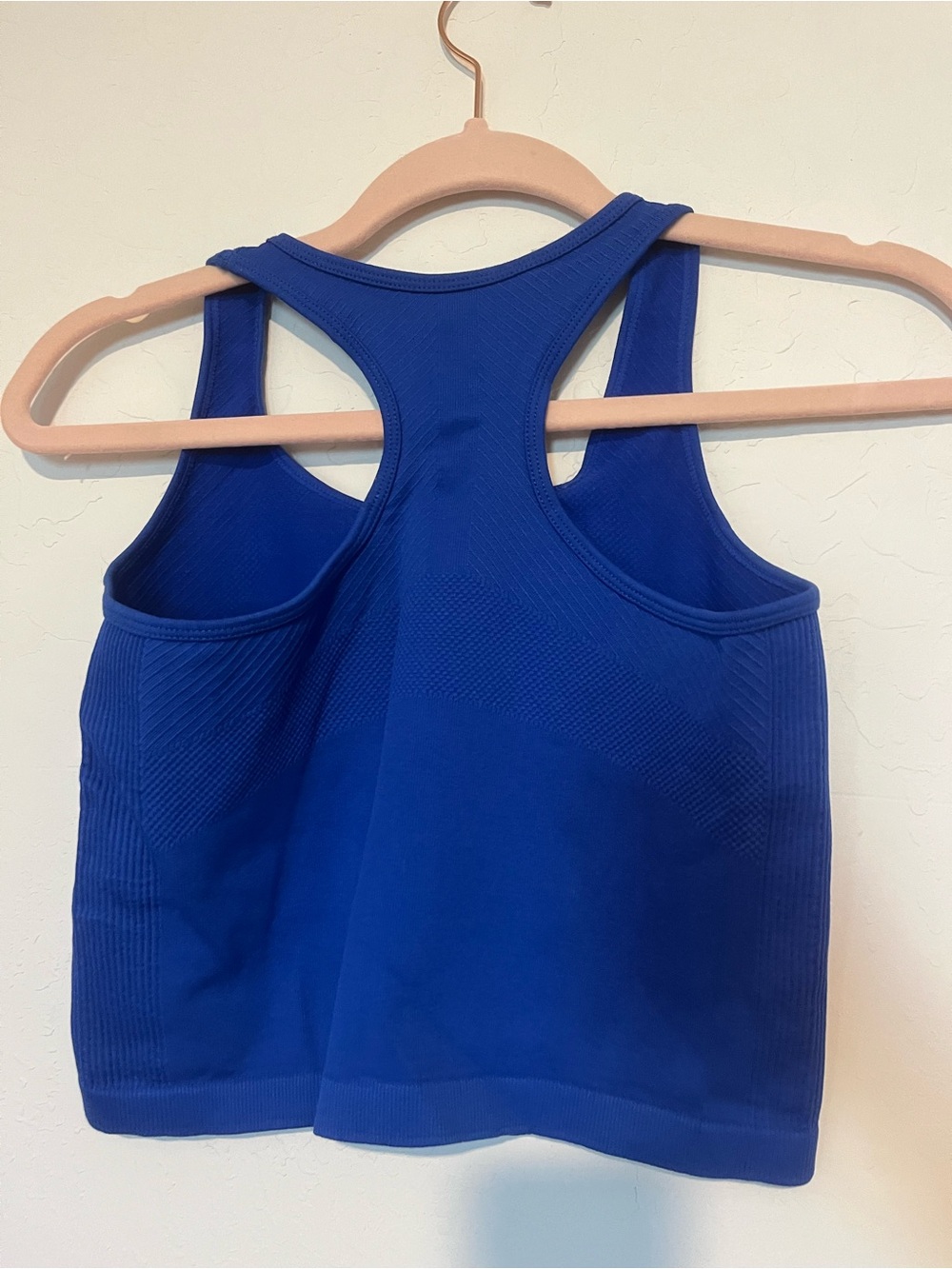 Royal Blue Ribbed Racerback Crop Tank Top - Picture 4 of 6